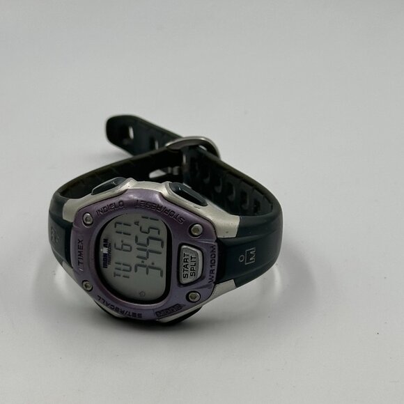Timex Ironman Digital Watch Women Indiglo Dial Day Date Purple Bezel New Battery - Picture 2 of 12